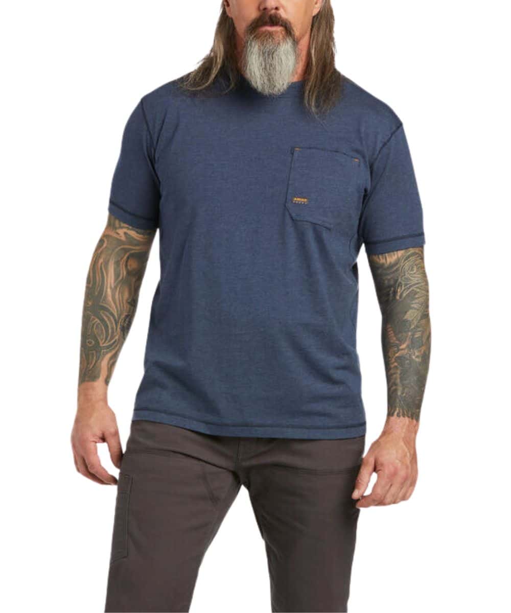Men's Short Sleeve Work Tee Featuring Vented Mesh Panels For Breathability, Stain Repellent Finish, And A Chest Pocket With Hidden Pen Slot