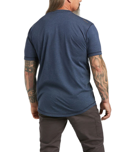 Men's Slate Heather/Navy Work Tee With A Longer Back Hem To Keep You Covered