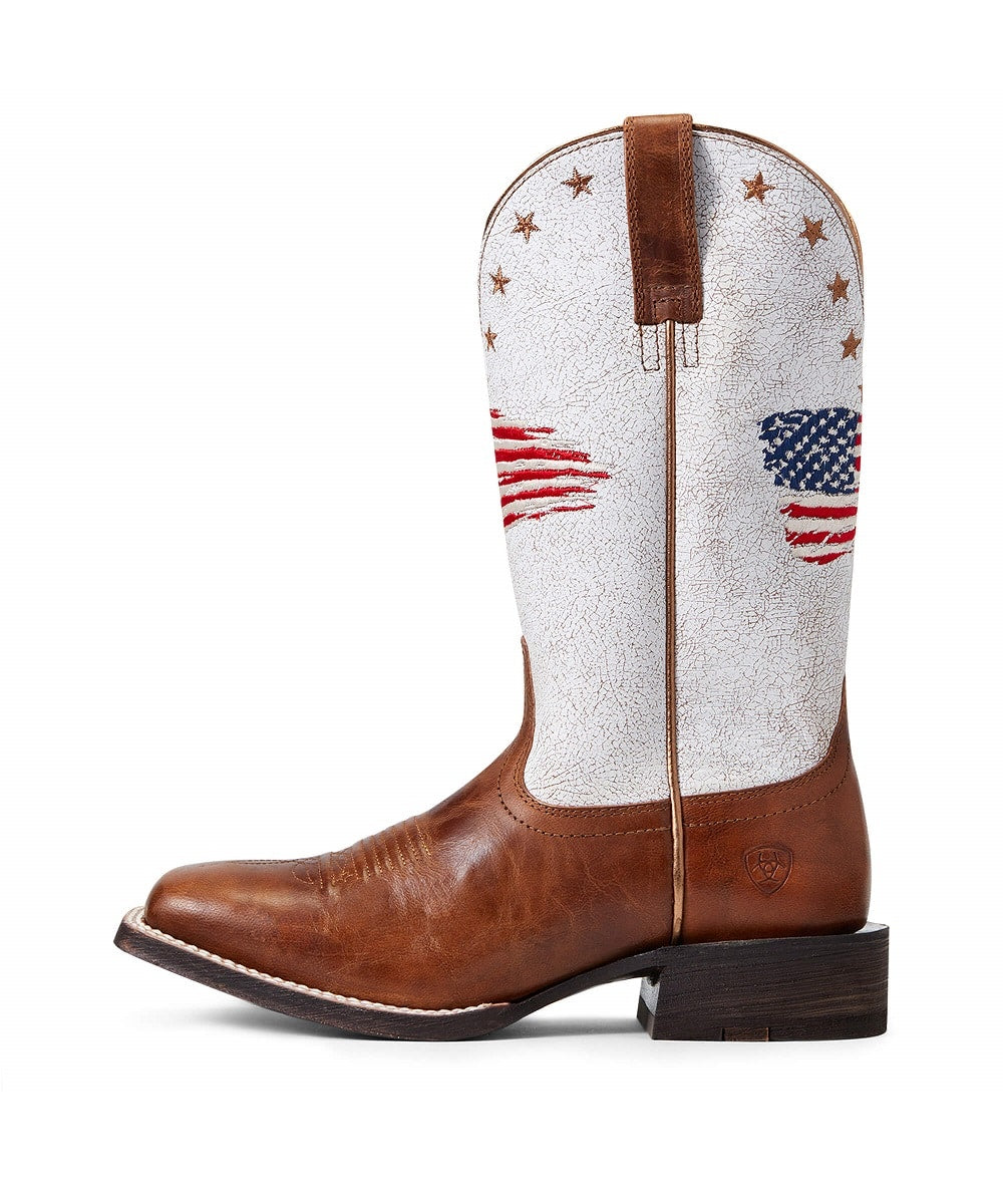 Ariat Women's Brown And Crackled White Circuit Patriot Boot
