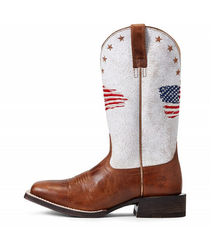 Ariat Women's Brown And Crackled White Circuit Patriot Boot