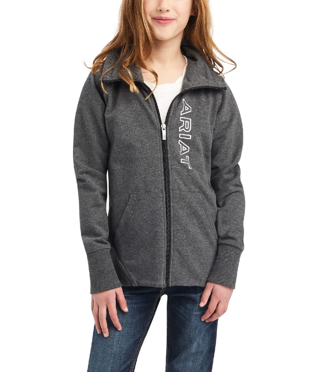 Ariat Youth Charcoal Grey Logo Full Zip Sweatshirt