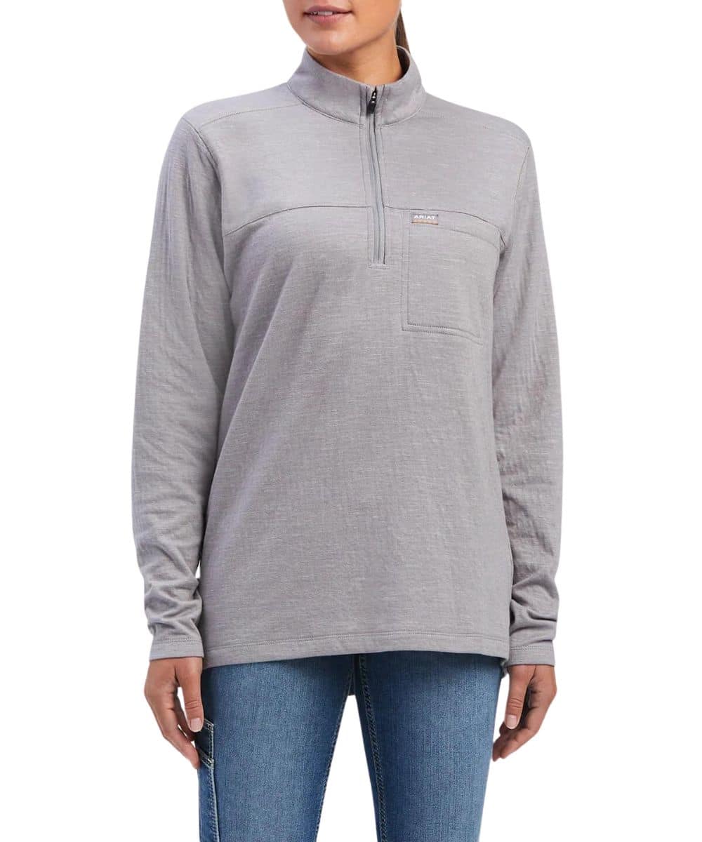Ariat Women's Heather Grey Rebar Foundation 1/4 Zip Shirt
