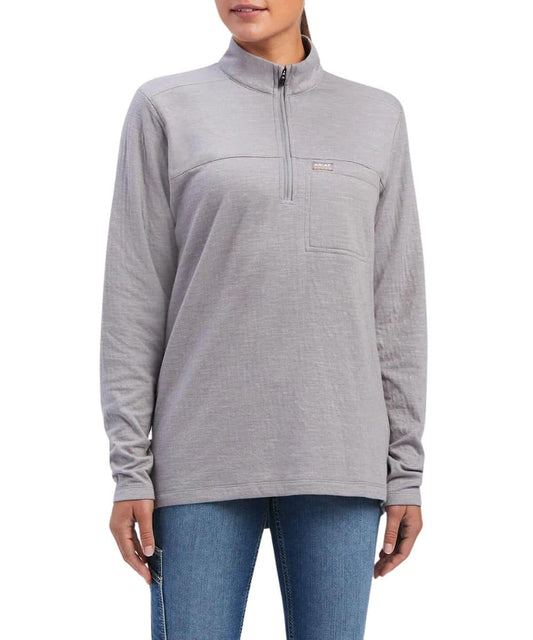 Ariat Women's Heather Grey Rebar Foundation 1/4 Zip Shirt