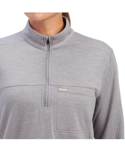 Ariat Women's Heather Grey Rebar Foundation 1/4 Zip Shirt