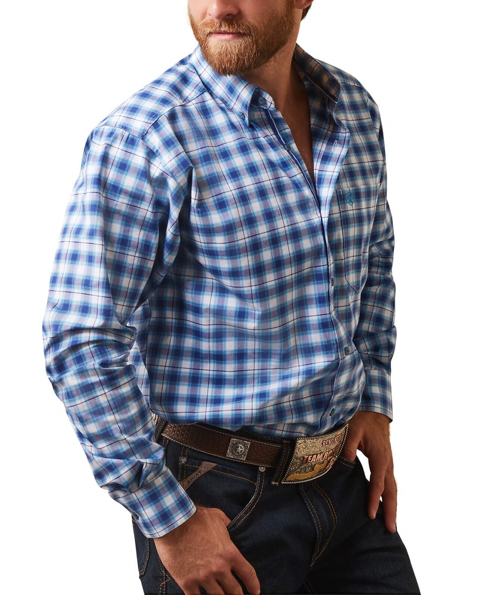 Ariat Men's White Plaid Pro Series Lex Button Down Shirt