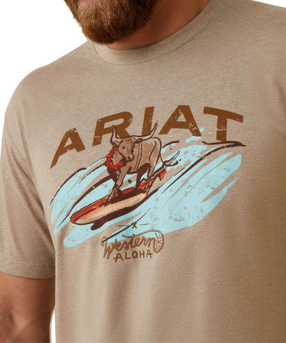 Ariat Men's Oatmeal Heather Surf Aloha Tee
