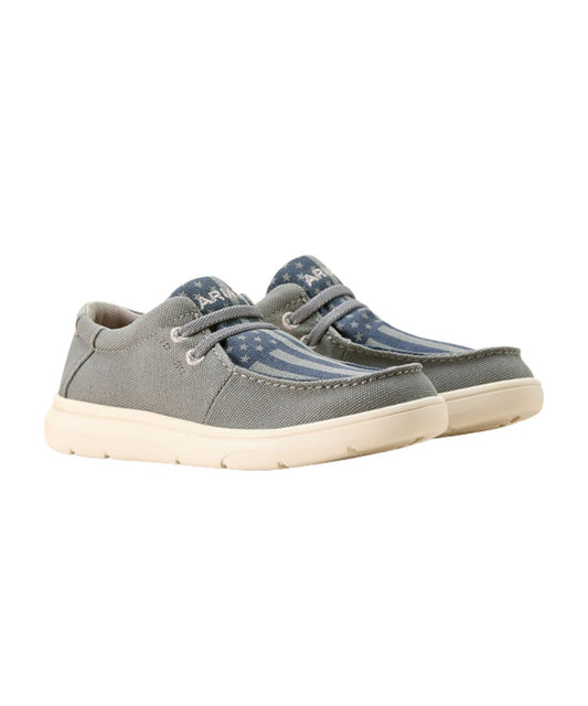 Youth Hilo Shoe Crafted From A Coastal Grey Canvas Fabric Upper