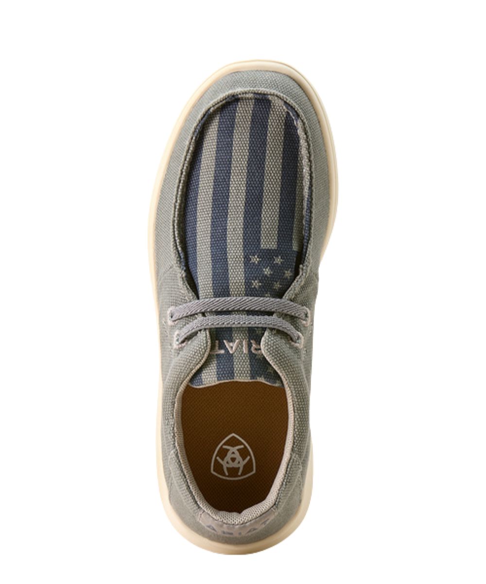 American Flag Printed Vamp Featuring The Easy Slip-On Entry With Elastic Laces And The Moc Toe