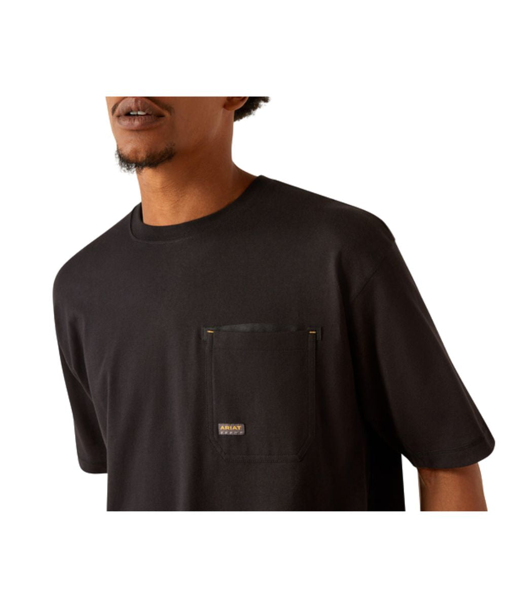 Close-up view of the chest pocket and ribbed collar
