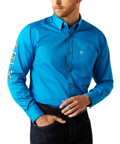Ariat Men's Blue Team Logo Button Down Shirt