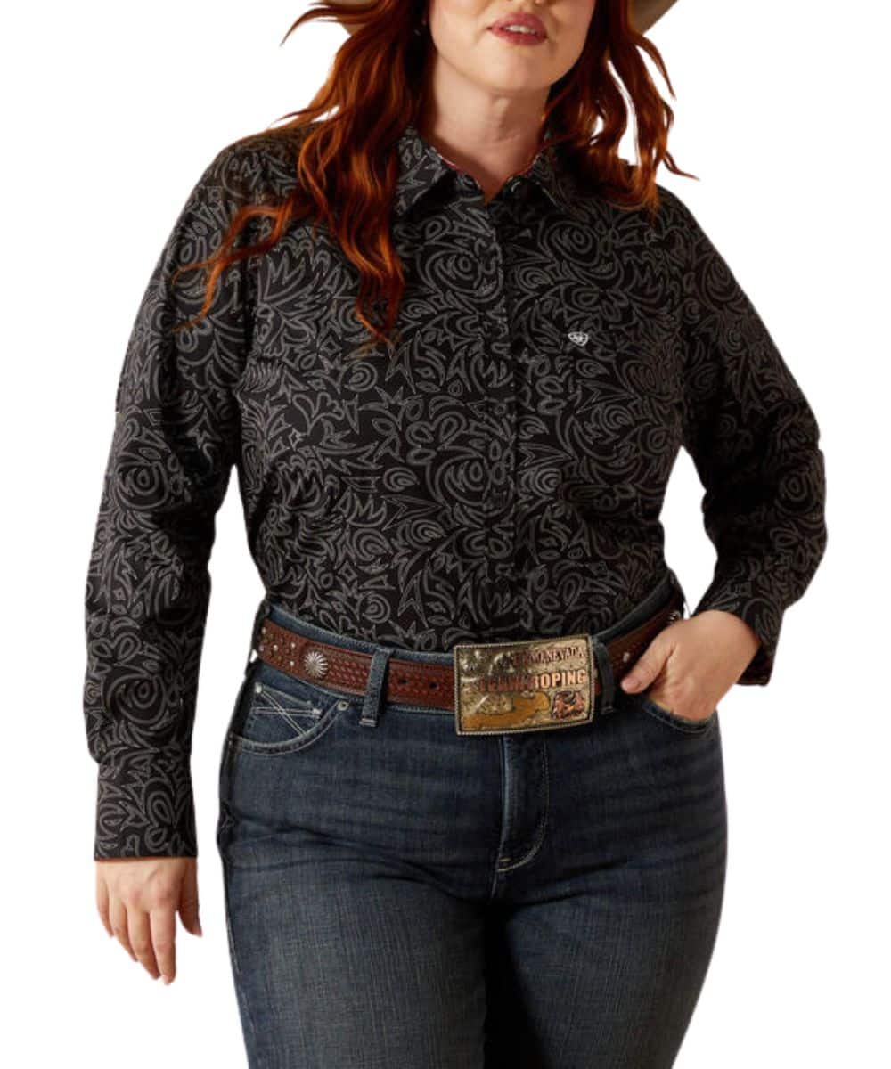 Ariat Women's Black Boot Stitch Kirby Stretch Button Down Shirt