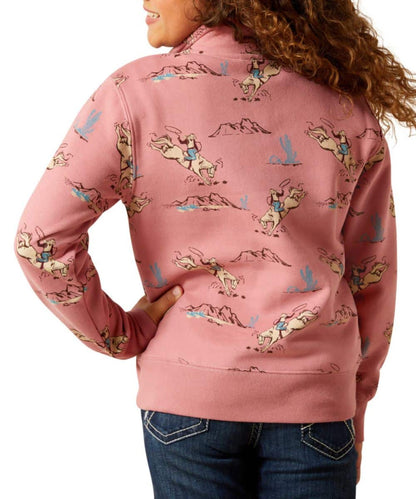 Ariat Girls' Bronc Scene 1/4 Zip Pullover