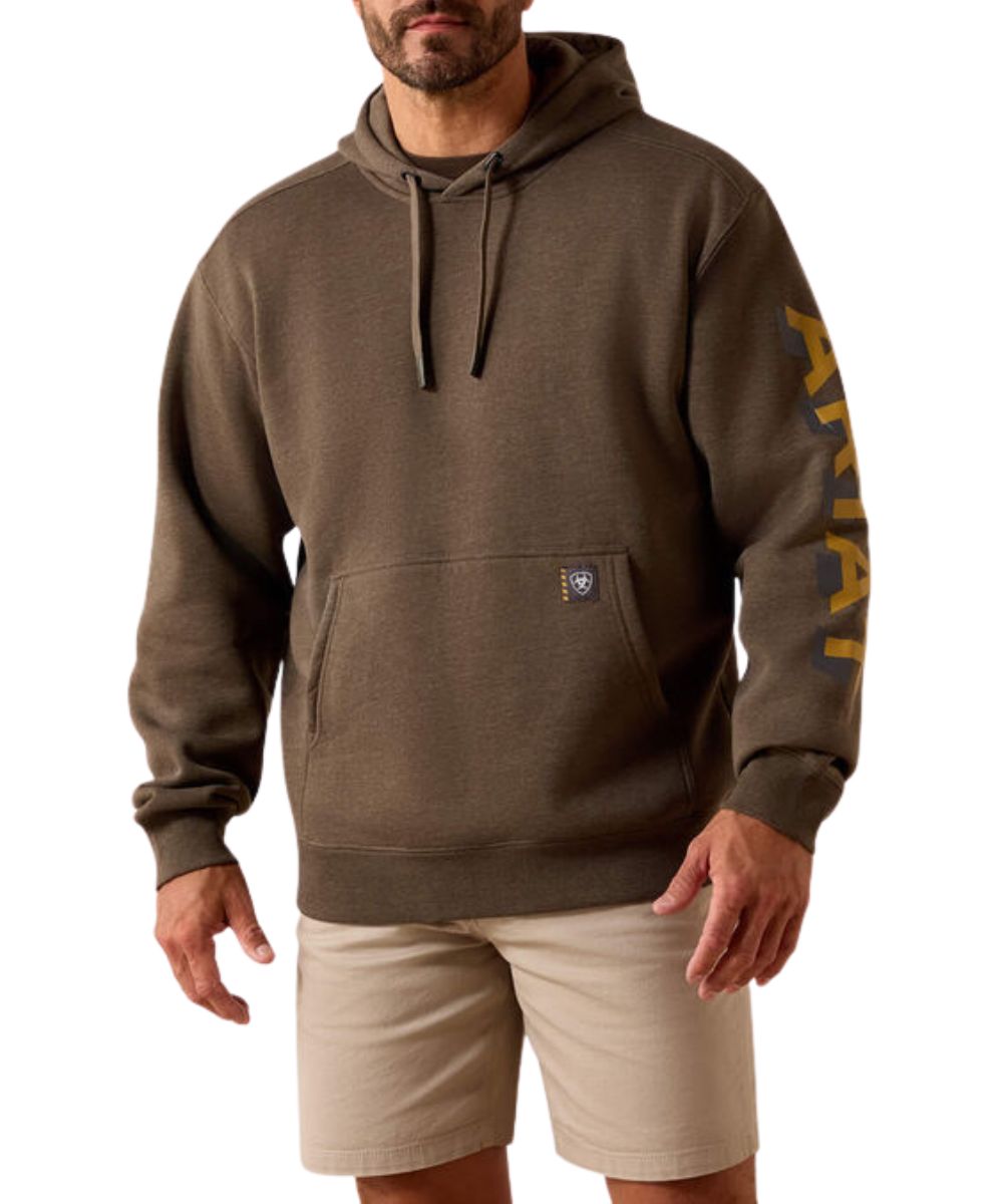 Ariat Men's Major Brown Heather Rebar Logo Hoodie