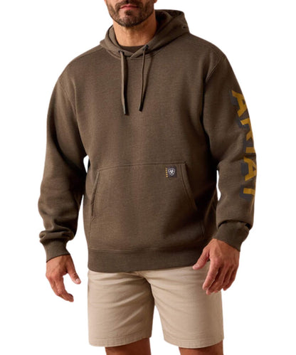 Ariat Men's Major Brown Heather Rebar Logo Hoodie