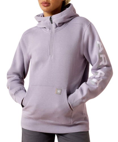 Ariat Women's Purple Ash Rebar 1/2 Zip Logo Hoodie