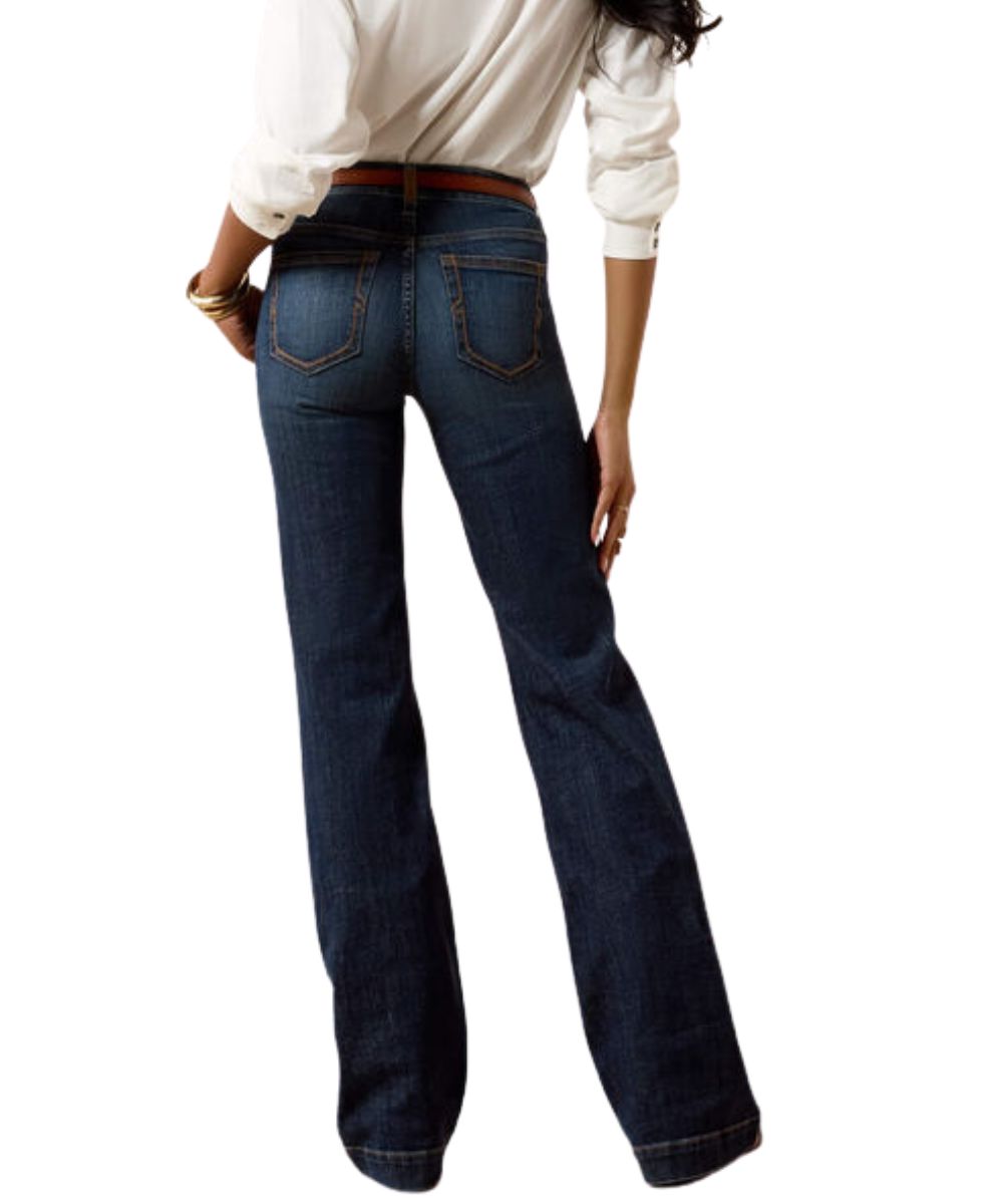 Back View Of The Women's Dark Wash Perfect Rise Trouser Jean