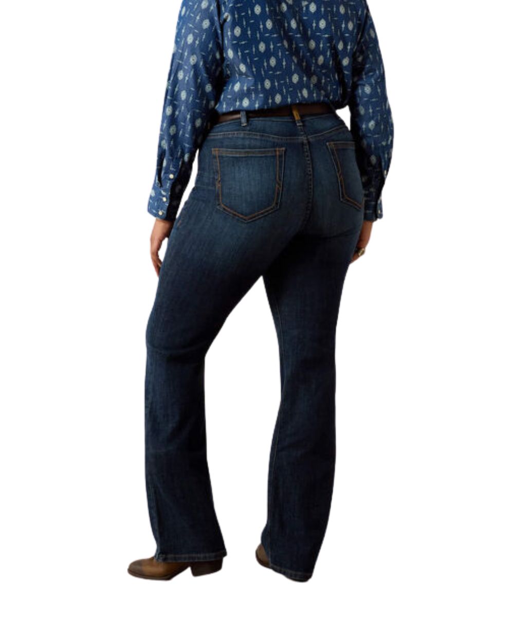 Back View Of The Plus Size Women's Dark Wash Trouser Jean