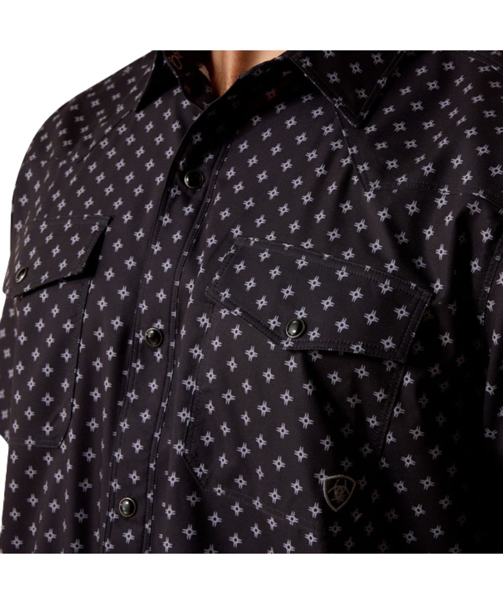Ariat Men's Black Geo Printed VentTEK Western Snap Shirt