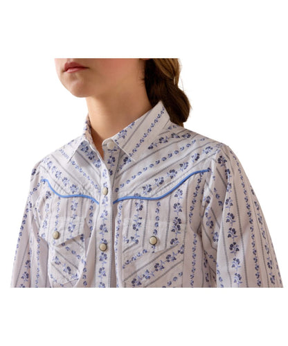 Curved Western Yokes With Light Blue Piping Accents And Snap Flap Chest Pockets