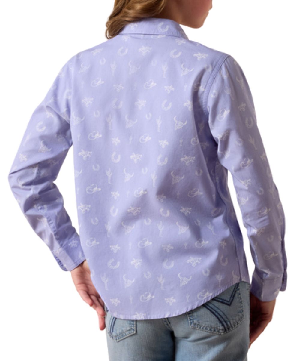 Girl's Lavender Long Sleeve Western Snap Shirt