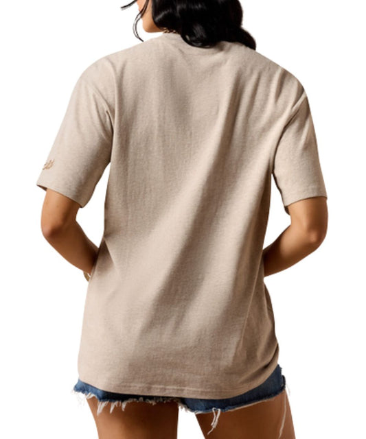 Women's Oatmeal Heather Plain Back Boyfriend Fit Tee 