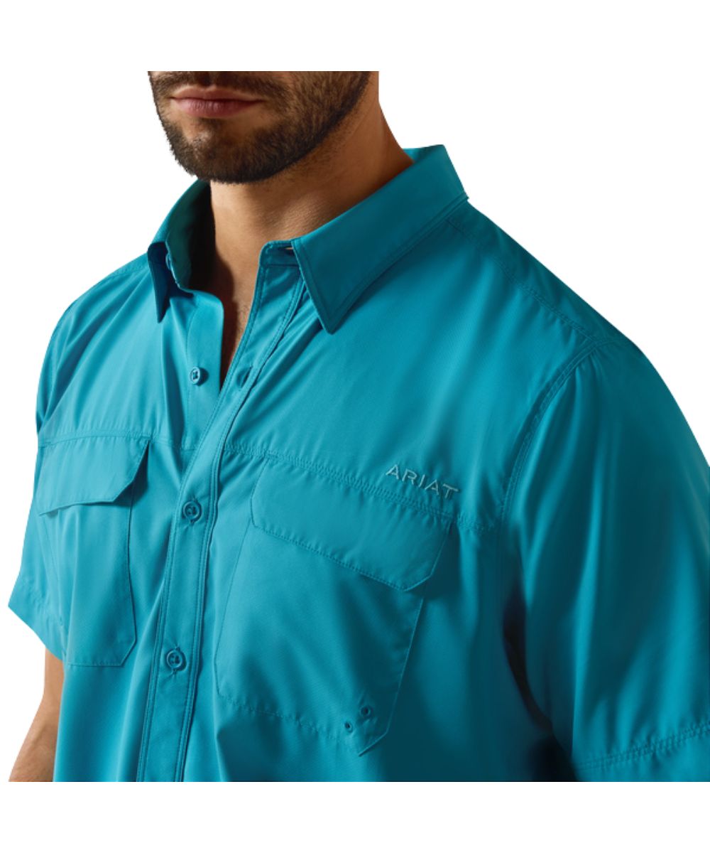 Velcro Closure Flap Chest Pockets, Logo Embroidery, And Hidden Button Down Collar