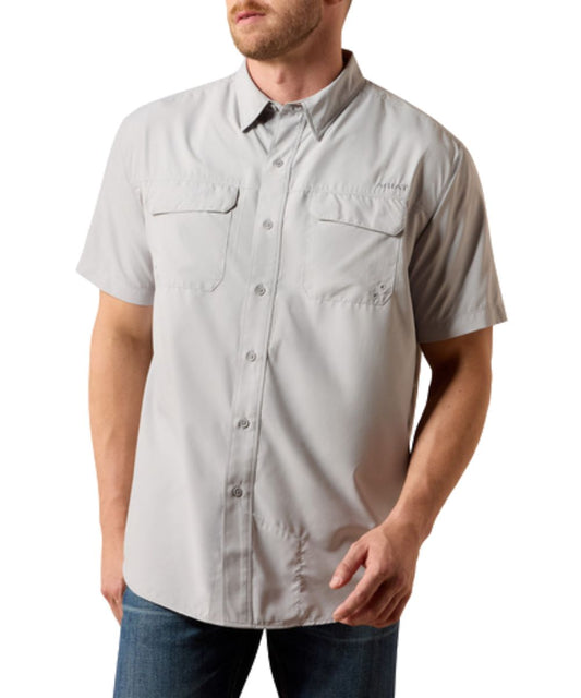 Men's Short Sleeve Button Down Shirt In Light Grey
