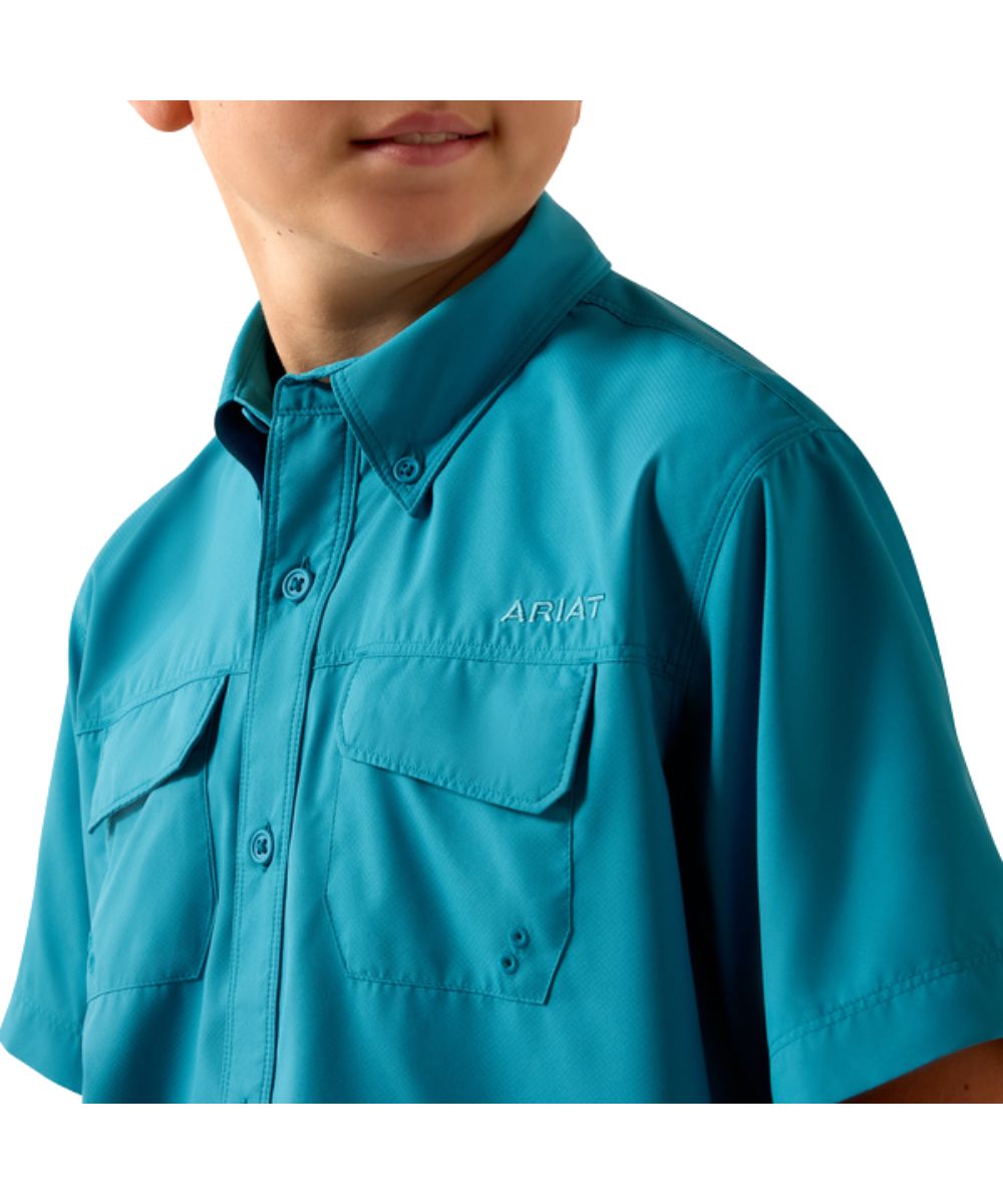 Ariat Boys' Blue Moon Turquoise VentTEK Outbound Button Down Shirt