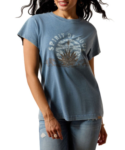 Women's Graphic Tee Featuring A Front Screen Print That Reads: "Spirit Of Soul" With An Aloe Desert Graphic