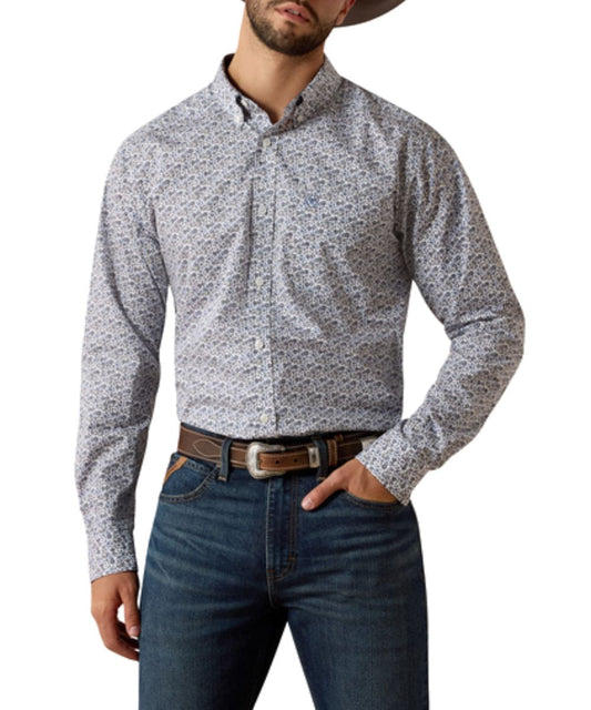 Men's Long Sleeve Button Down Shirt Featuring A Floral Vine Print