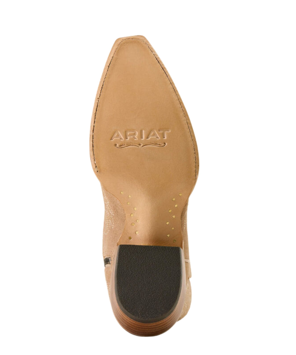 Ariat Women's Cate X Toe Western Boot bottom with hand nailed bottom on white background