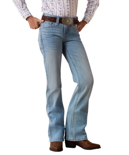 Girl's Mid Rise Slim Boot Cut Jean In A Light Wash