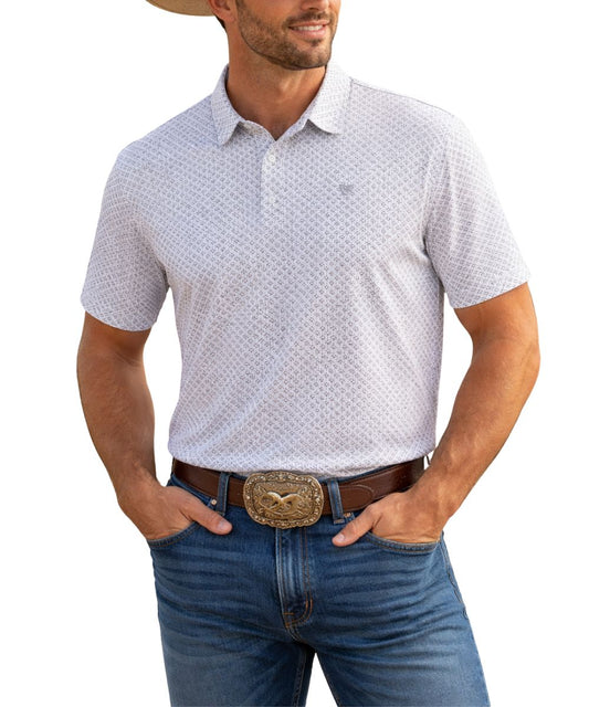 Ariat Men's White Geometric Polo Shirt