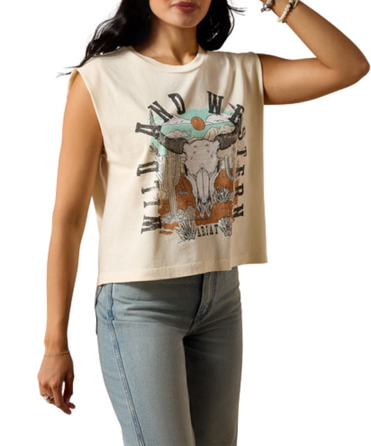 Women's Sleeveless, Cropped Boxy Fit Graphic Tee