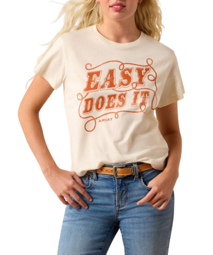 Women's Natural Boxy Fit Cropped Graphic Tee Reads: "Easy Does It"