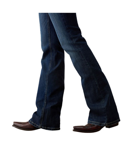 Leg view of the boot cut leg that stacks perfectly over boots