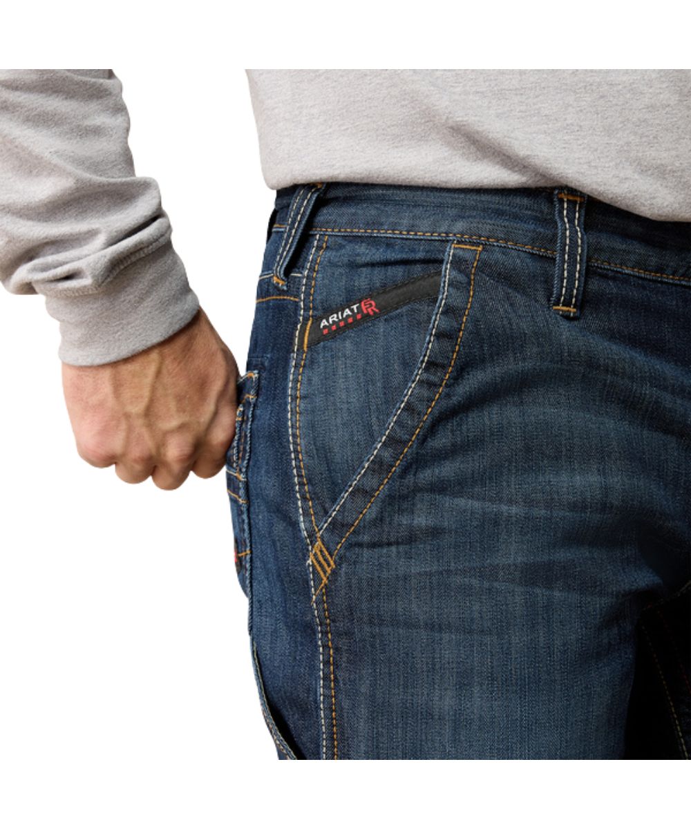 Close-up view of the front pocket featuring the mid rise