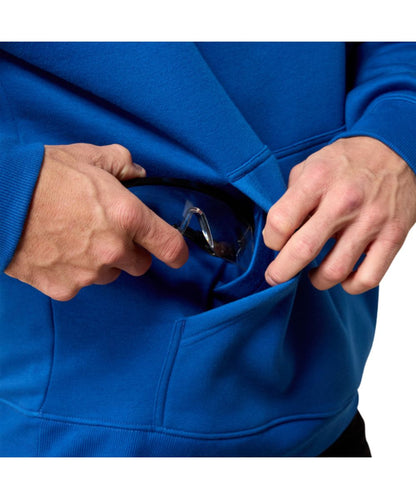 Close-up view of the hidden phone/essentials pocket in the kangaroo pocket on the men's Ariat Rebar Hoodie