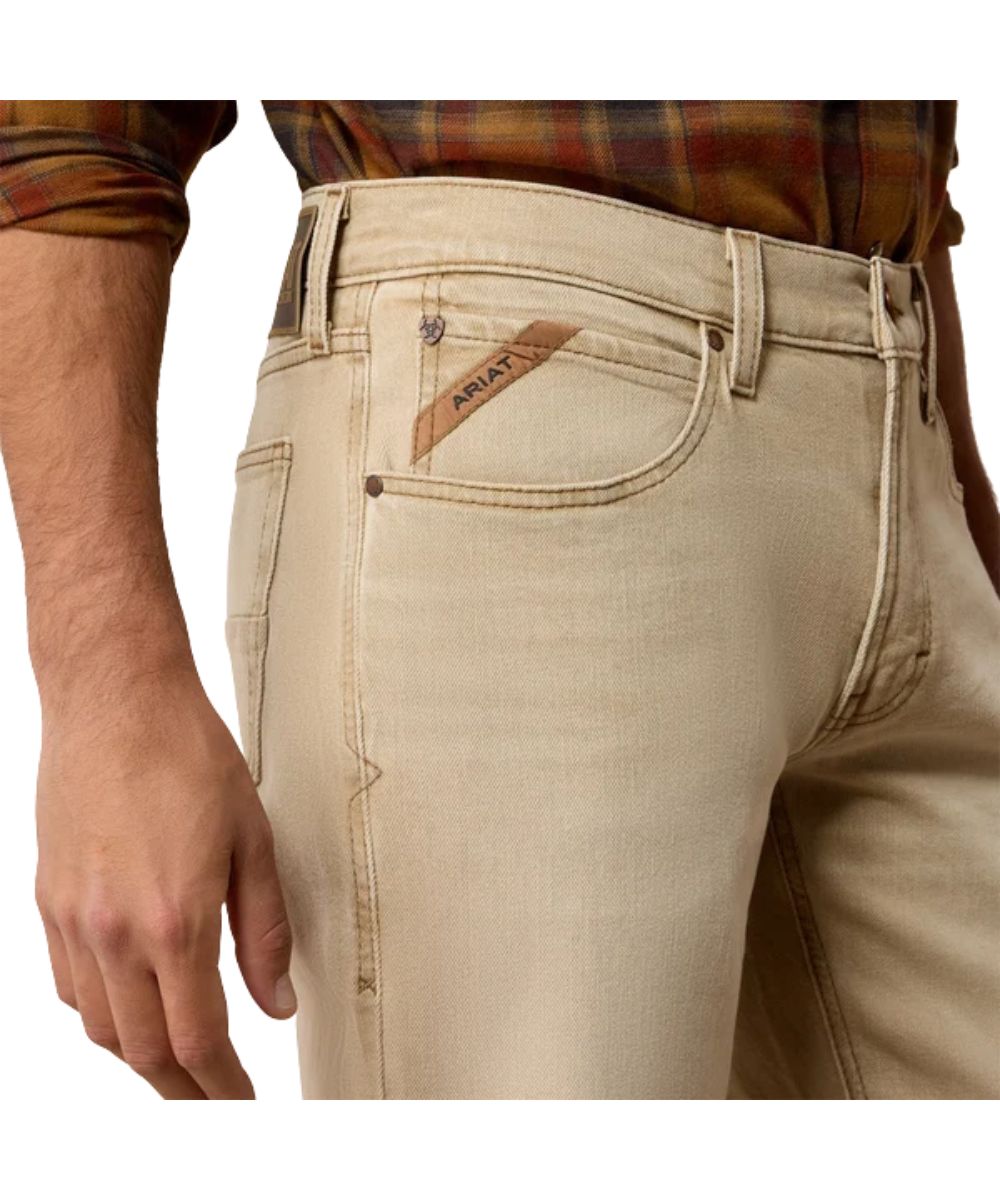 Close-up view of the front pocket featuring the five pocket styling, classic zipper fly with button closure, heavy-duty zipper and hardware, and the extra deep front pockets