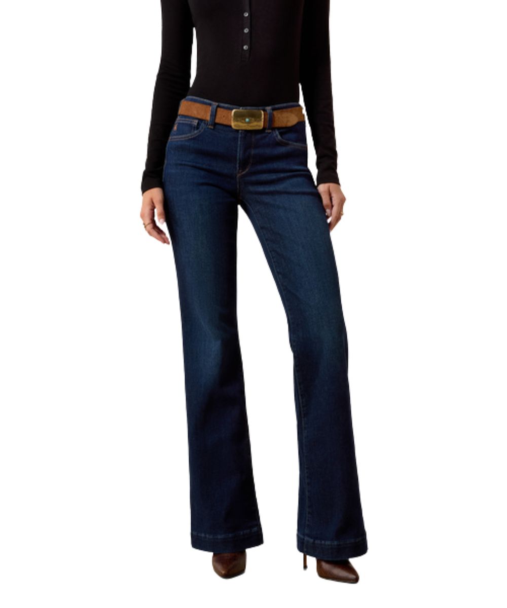 Front view of the women's perfect rise revel vilma ultrastretch hayward trouser jean featuring the dark wash