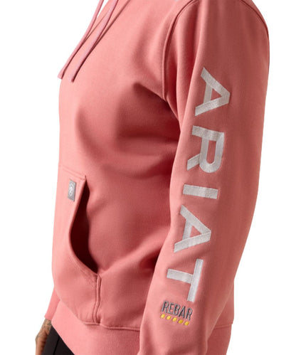 Close-up view of the cloud grey logo embroidery down the left sleeve