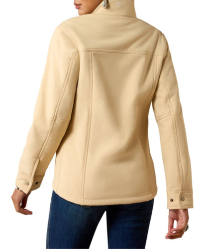 Back view of the women's irish cream softshell jacket