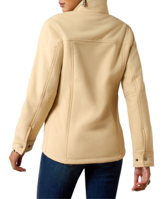 Back view of the women's irish cream softshell jacket