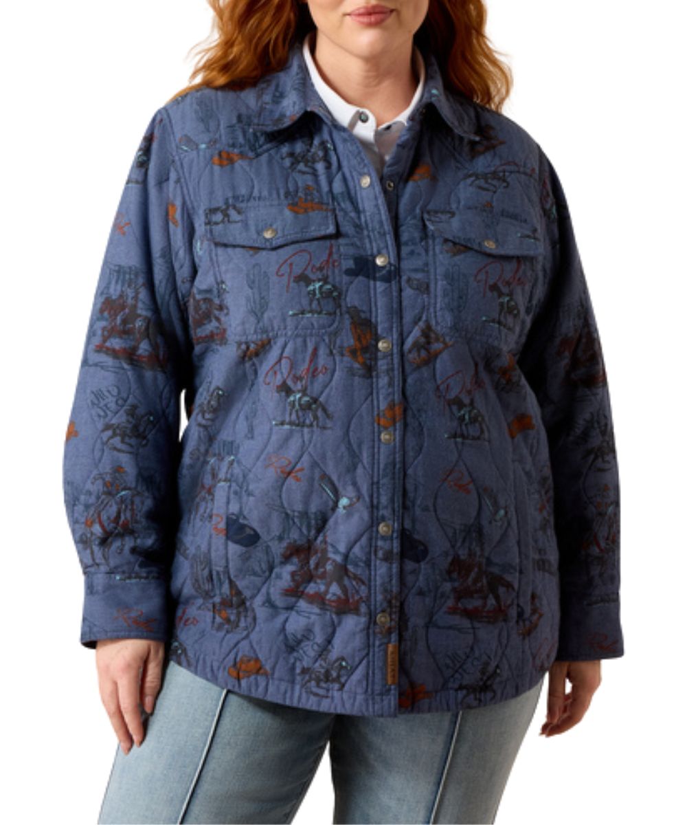 Plus Size view of the women's blue Ariat Obispo Lightweight Insulated Retro Rodeo Jacket