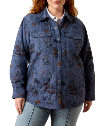 Plus Size view of the women's blue Ariat Obispo Lightweight Insulated Retro Rodeo Jacket