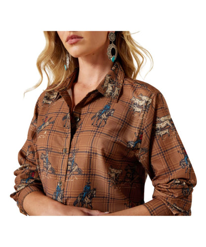 Close-up view of the rodeo and plaid print