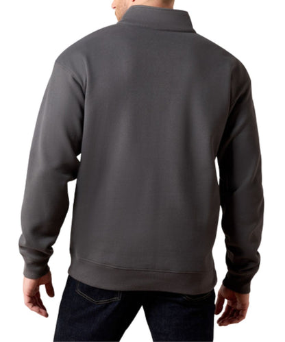 Back view of the men's dark shadow long sleeve pullover featuring the solid print