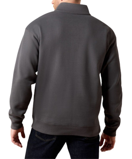 Back view of the men's dark shadow long sleeve pullover featuring the solid print