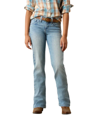 Front view of the girl's Ariat Luana Boot Cut Jean in a Colorado light wash