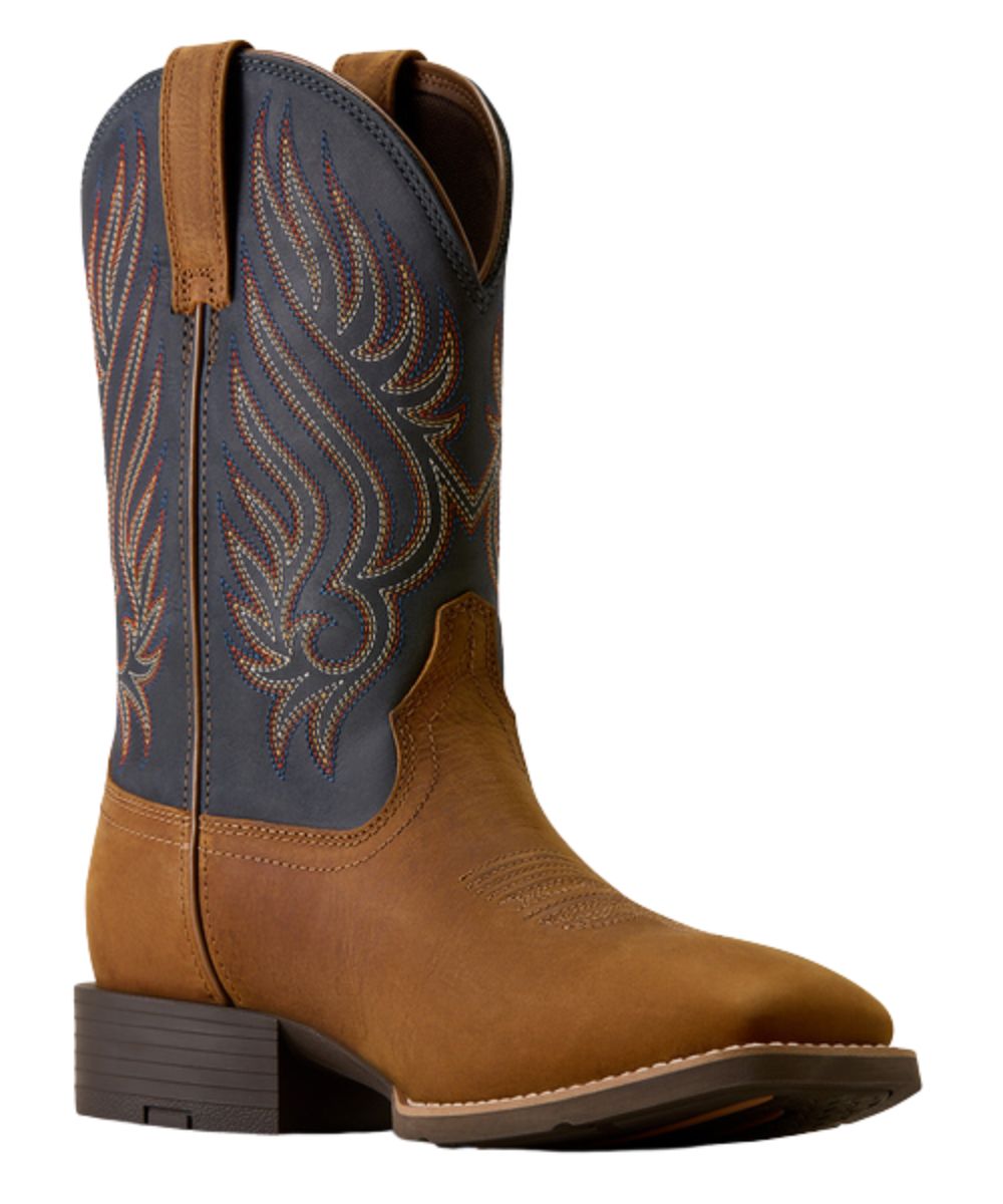 Right angled view of the men's 11" full-grain leather sport riggs waterproof cowboy boot